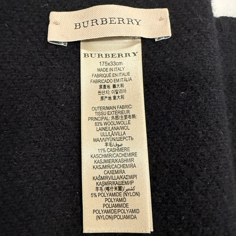 Burberry Black Wool Shawl with Fringe - Picture 6 of 10